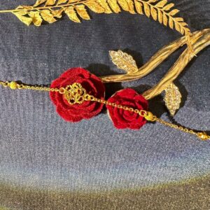 茶花鑽紗金球手鍊